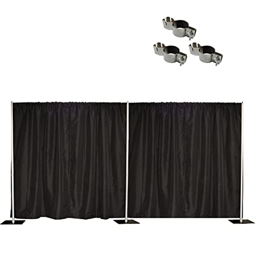 8'x20' Pipe and Drape Backdrop Kit in Premier Fabric (8'x20' Black+Clamps) - size: 8' x 20' Black + 4'-10' Crossbar + Clamps