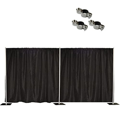 8'x20' Pipe and Drape Backdrop Kit in Premier Fabric (8'x20' Black+Clamps) - size: 8' x 20' Black + 4'-10' Crossbar + Clamps
