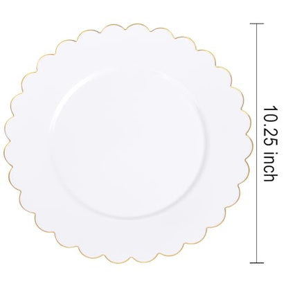 SUT 72 Pcs White Plates Disposable, White Plastic Plates With Gold Trim, 10.25 Inch Gold Dinner Plates, Fancy Plastic Plates, Plates Disposable Heavy Duty for Parties, Banquets - color: White Gold, size: 10.25 Inch