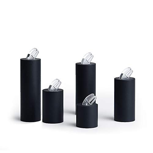 Black Acrylic Ring Display Stand 7 Piece Acrylic Cylinder Ring Display Organizer