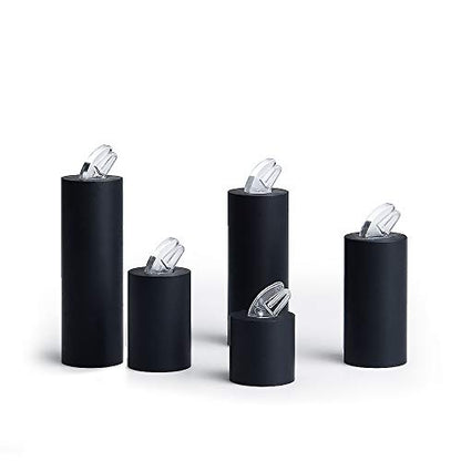 Black Acrylic Ring Display Stand 7 Piece Acrylic Cylinder Ring Display Organizer