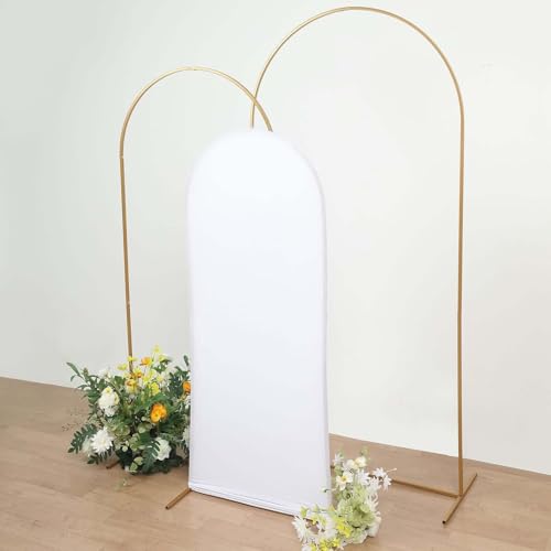 Efavormart 5ft White Spandex Fitted Arch Slipcover, Snug Fit Round Top Backdrop Sleeve for Baptisms and Minimalist Home Parties - color: White, size: 5 FT