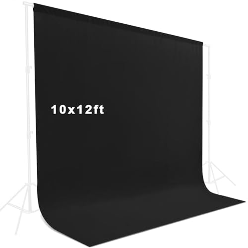 10X12ft Black Backdrop, LCUIRC Photo Backdrop Curtain Polyester Background for Portraits Pet Photoshoot and Birthday Party Halloween Decoration - color: 10x12ft Black