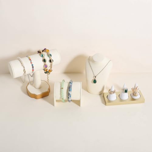 Beige Bracelet storage organizer for boutique store, Velvet watch display stand for selling, Woman jewelry bangle holder for countertop home decor【Bracelet holder-Beige】 - color: Beige