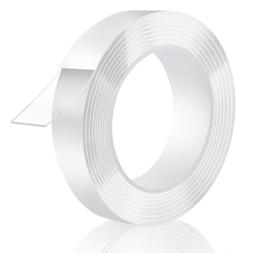 Double Sided Tape Heavy Duty, Removable Nano Double Sided Adhesive Tape, Clear Mounting Tape Picture Hanging Adhesive Strips Waterproof for Walls Photo Crafts Carpet Poster, 1" x 16.5FT - size: 1in x 16.5ft
