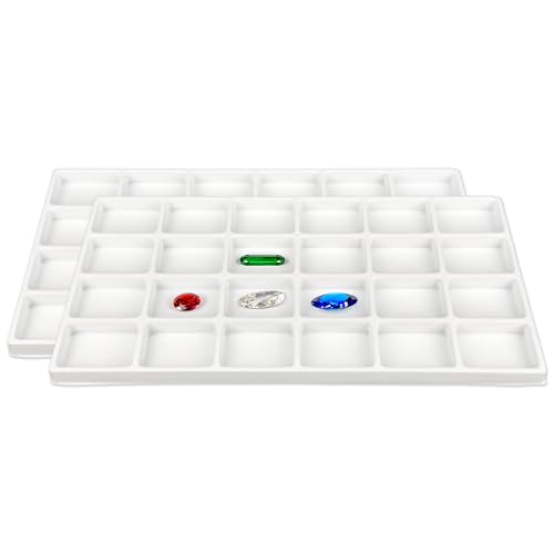 TheDisplayGuys For Your Modern Living 2-Pack 24-Compartments Flocked Velvet Jewelry Display Inserts - Tray/Case Liners - Ring Earrings Storage, (White) by The Display Guys - color: White, size: Compartments - 24
