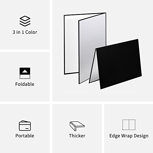 Meking 3 in 1 Photography Reflector Cardboard, 17 x 12 inches Folding Light Diffuser Board for Still Life, Product and Food Photo Shooting - Black, Silver and White, 2 Packs - size: 2Pcs A3 Black Silver White