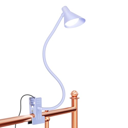 LiFMIRA Desk Lamp Clip on Lamp for Bed Headboard LED Reading Light for Bed, 3 Colors 10 Dimmable Brightness, Book Light for Reading in Bed Flexible Neck Clip on Light Clamp Lamp for Bed Desk(Purple) - color: Lilac Purple