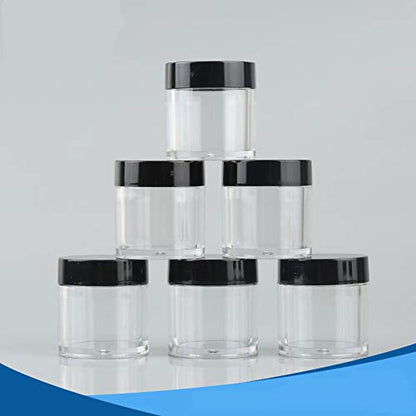 XICHEN (24 Pieces) 10G/10ML Clear Plastic Cosmetic Round Container Jars with BLACK Lids