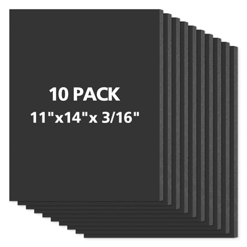 Mat Board Center Premium Black Foam Core Board - 11x14 Inches 3/16" Thick - 10 Pack - Acid-Free - Ideal for Mounting, Crafts, Art, and Presentations - color: Black, size: 11x14