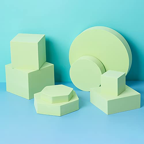 8PCS Geometric Cube Photo Props Set, Hard Foam Photography Background Props for Goods, Crafts, Lipstick, Jewelry, Cosmetics, Makeup Tools, Food (Green) - color: Green