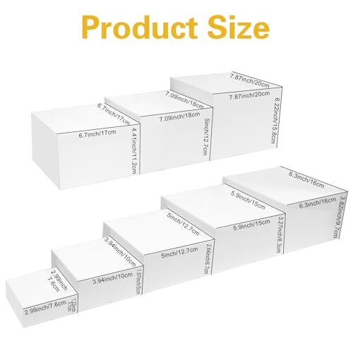 8 Pack Acrylic Risers for Display - Decorative Display Risers - White Acrylic Cubes with Hollow Bottoms