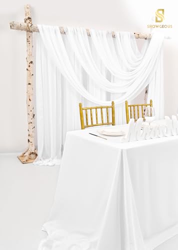 Cream White Wedding Arch Drapes, 2 Panels 28" x 20ft Chiffon Fabric Drapes for Ceremony & Reception - color: Cream White, size: 28"W x 240"L (Pack of 2)