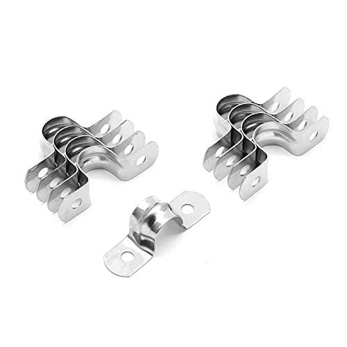 20Pcs 3/4 Inch Stainless Steel Conduit Clamps, Two Hole Strap U Bracket Rigid Pipe Strap Metal U Clamp Conduit Strap Tension Clips U-tube Clamp Heavy Duty - size: 3/4" / 20mm