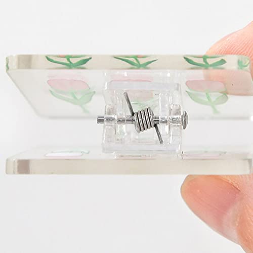 6 Pcs Square Plastic Clip Tulip Flowers Pattern Binder Paper Clamps for Home Office School Shop Supplies for File Picture Photo, Clear