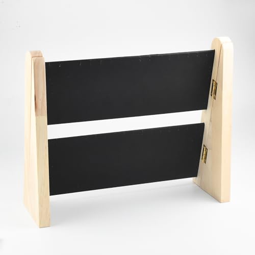 10.2'' x 10.7'' x 12.2'' Double-Deck Folding Wood Necklace Display Stand with Leather Mat Tabletop Jewelry Stand Storage (Black) - color: Black