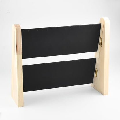10.2'' x 10.7'' x 12.2'' Double-Deck Folding Wood Necklace Display Stand with Leather Mat Tabletop Jewelry Stand Storage (Black) - color: Black