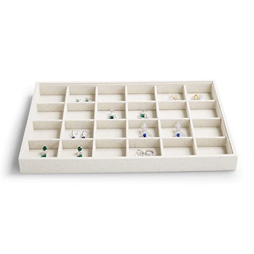 Oirlv Stackable 12 Girds Jewelry Trays Jewelry Storage Tray Showcase Display Organizer(13.8" X 1.4"X 9.4") - size: 12 Grids