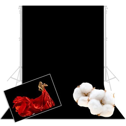 Prism 100% Cotton Extra Thick Professional Photography Backdrop 9x18 ft Black, Brushed for Low Light Reflectance and Bleed Through, Sustainable Organic Cotton Muslin with No Microplastic Shedding - color: Black 9x18ft