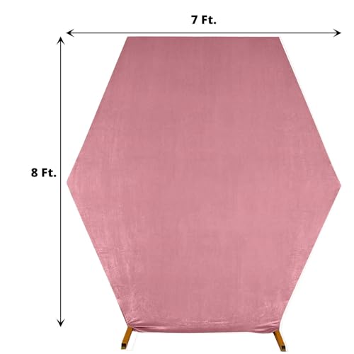 Efavormart 8ft x 7ft Dusty Rose Velvet Hexagon Backdrop Cover, Double Sided Premium Stretch Velvet Arch Slipcover for Luxury Weddings, Boho Events and Editorial Photography - color: Dusty Rose