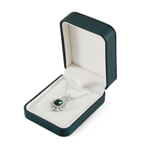 Pendant Necklace Box, Leather Mens Jewelry Box, Necklace Gift Box For Engagement,Wedding,Anniversary,Birthday,Valentine'S Day - color: Green, size: Pendant Box