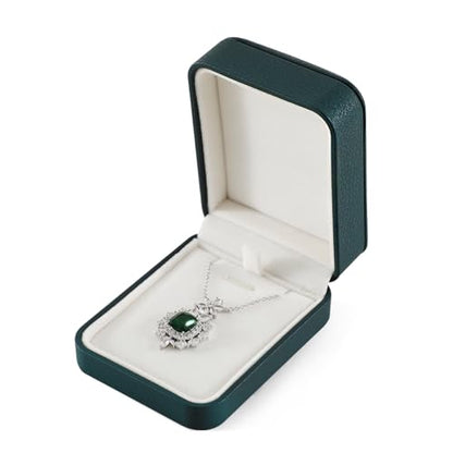 Pendant Necklace Box, Leather Mens Jewelry Box, Necklace Gift Box For Engagement,Wedding,Anniversary,Birthday,Valentine'S Day - color: Green, size: Pendant Box