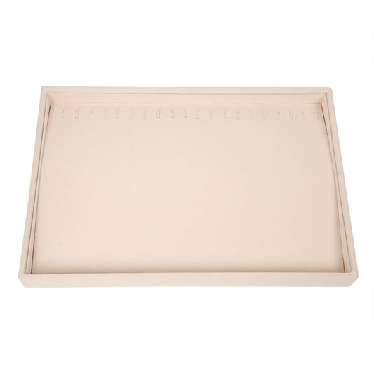 Oirlv Stackable 17 Hooks Sackcloth Jewelry Tray Necklace/Pendant/Long chain Display Showcase Organizer(Pack of 1,Beige) - size: 20 Hooks