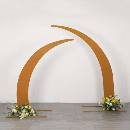 Efavormart 2 Pack Gold Spandex Half Crescent Moon Arch Covers, Double-Sided Fabric Backdrop Sleeves for 6.5ft and 8ft Curved Stand Decor - color: Gold, size: Cover Set - 6.5ft & 8ft