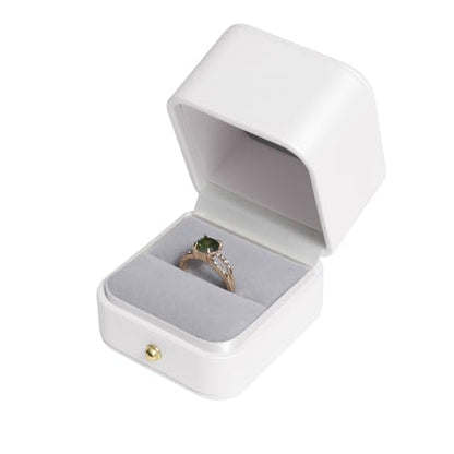Velvet Ring Gift Box, Small Jewelry Earring Studs Holder Case for Wedding Day, Proposal, Engagement, Anniversary, Ring Display Storage Box for Women Girl (White S) - color: White S