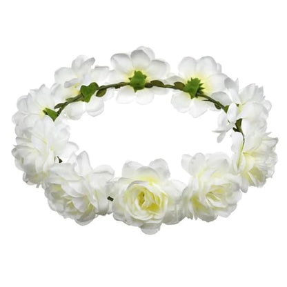 Colorful Rose Flower Crown Wreath Festival Wedding Flower Crown Photo Props Rose Green Leaf Floral Headpiece Hair Wreath Spring(Coffee) - color: Coffee