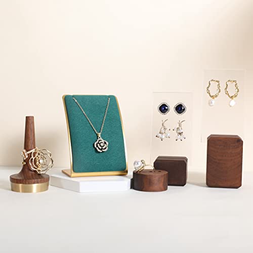 Green Necklace display stand, Velvet Jewelry necklace display holder for selling, small metal earring neck storage organizer, online jewelry photography props【Green】 - color: green
