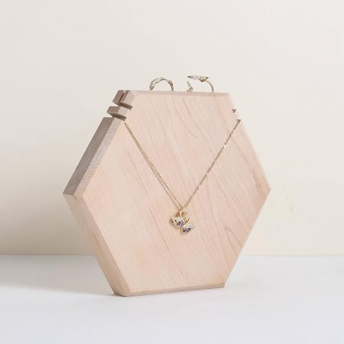 Wooden Necklace Display Stand for selling, White Hexagon Jewelry Holder for Show, Necklace Retail Jewelry organizer photography props【Hexagon Necklace holder-Large-White】 - color: White, size: Large