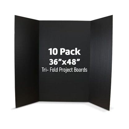 Flipside Products 36” x 48” Project Boards for Presentations, Science Fair, School Projects, Event Displays and Trifold Picture Board, Proudly Made in USA - Black - 10 Pack - color: Black, size: 10 Pack