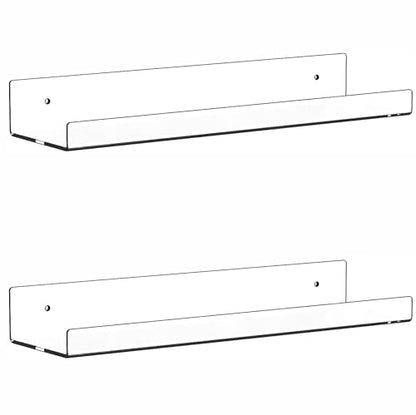 2 Pack Clear Acrylic Shelves for Wall with Adhesive,15 Inch No Drill Floating Shelves for Bathroom,Bedroom,Renter Friendly,Kids Room Bookshelf,Wall Display Shelf for Lego,Funko Pop,Figurine,Perfume - size: 15 Inch - 2 Pack