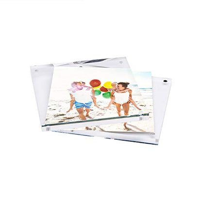 TWING 4x4 Acrylic Picture Frames 2 Pack, 20MM Thick Double Sided Magnetic Clear Photo Frame, HD Frameless Magnetic Photo Frame Display for Desktop Gift Ideal, Cleaning Cloth Included - size: 4x4" 2pack