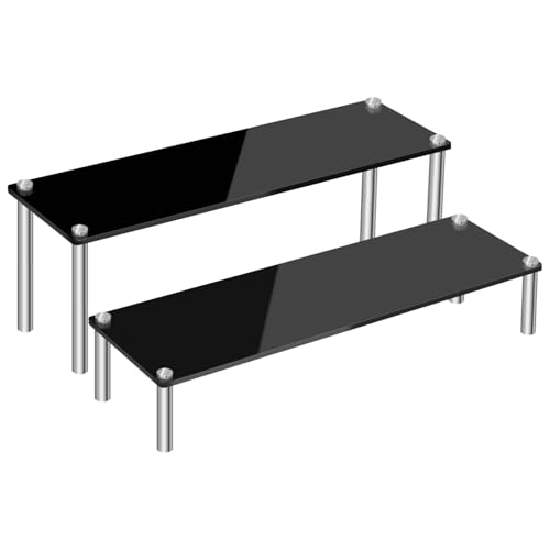 2-Tier Acrylic Display Riser Stand - Clear Organizer for Perfume, Cupcakes, Figures, Desserts, and Party Decoration - size: 2-Tier