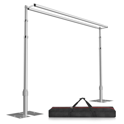 EMART Backdrop Stand Heavy Duty 10x10Ft, Double Crossbar Pipe and Drape Photo Background Support Kit, Adjustable Metal Frame with Flat Base for Wedding Birthday Party Decoration - color: Silver, size: 10×10FT