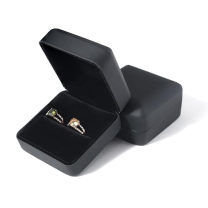 Velvet Ring Gift Box, Small Jewelry Earring Studs Holder Case for Wedding Day, Proposal, Engagement, Anniversary, Ring Display Storage Box for Women Girl (Black S) - color: Black S