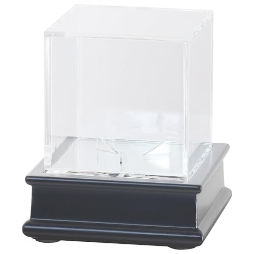 DisplayGifts Baseball Display Case Wooden Lacrosse Ball Stand 98% UV High Protection All -Sides Closure Cube for a Home Run or Autographed Ball Black Bottom - color: Black