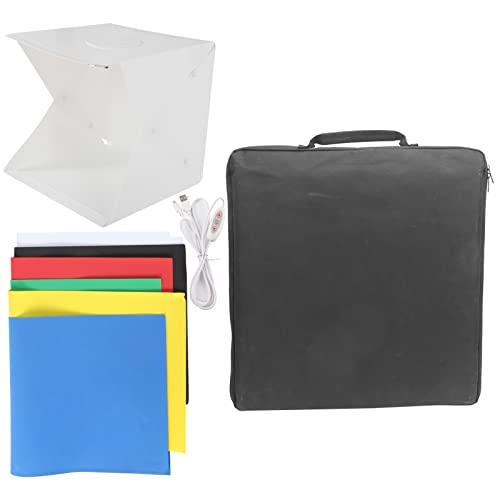 40cm LED Foldable Lightbox, Photography Softbox with Adjustable Brightness and 6 Color Backgrounds, 140pcs Light Chips for Jewelry Product Photo