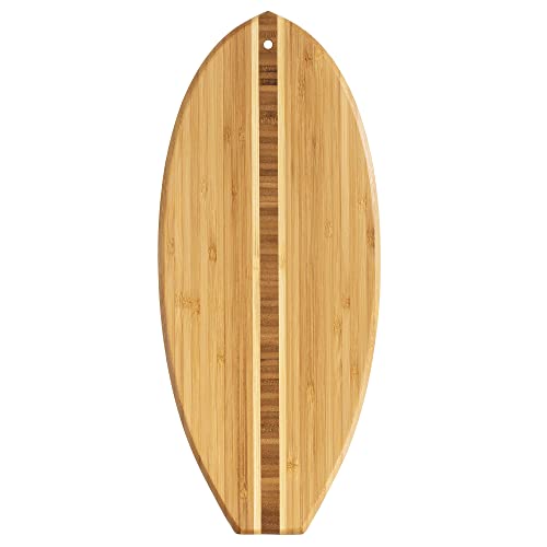 Totally Bamboo Lil' Surfer Surfboard Shaped Bamboo Serving and Cutting Board, 14-1/2" x 6 - size: 14"L x 6"W