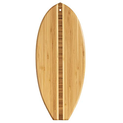 Totally Bamboo Lil' Surfer Surfboard Shaped Bamboo Serving and Cutting Board, 14-1/2" x 6 - size: 14"L x 6"W