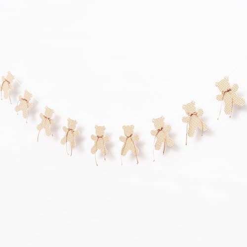 ZAIBIANHAO We Can Bearly Wait Banner - Teddy Bear Gender Reveal Party Garland For Baby Shower, Neutral Boho Bear Theme Birthday Party Hanging Banner Photo Props - color: cloth bear brown