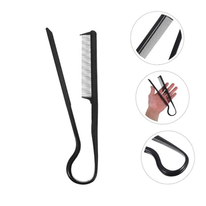 2pcs V-shaped Hair Straightening Comb Professional Black Hairdressing Tools for Touch-up