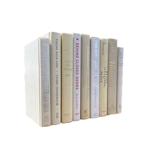 Decorative Accent for Home Decor – Real Books by Color® Interior Styling Piece for Bookshelf, Coffee Table, Design Display (Set of 3, White Cream) - color: White Cream, size: Set of 3