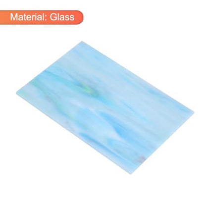 MECCANIXITY Stained Glass Sheet Mosaic Tile 7.9 Inch x 5.9 Inch Teal Stained Glass Sheets for Crafts DIY, Art Project - color: Teal