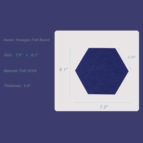 LAJAR 8 Pcs Hexagon Felt Bulletin Board Tiles, Self Adhesive Felt Pin Board Wall Tiles for Photos, Pictures, Memos (Navy Blue) - color: Navy Blue