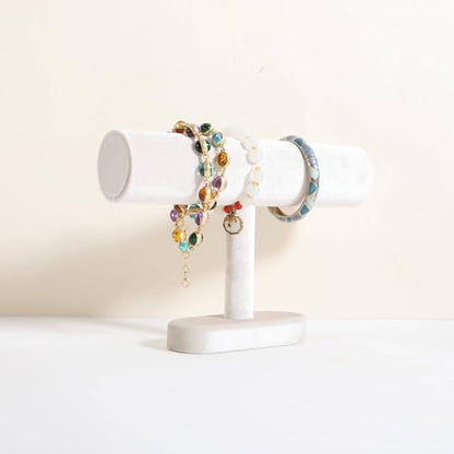 Bracelet T Bar Display for Selling, Wahtch Stand Jewelry Display, Velvet Bangle Holder Organizer【Beige】 - color: Beige