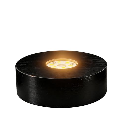 Battery Power LED Light Base for Crystal Decor,Warm Light,4 inch - color: Dark Black