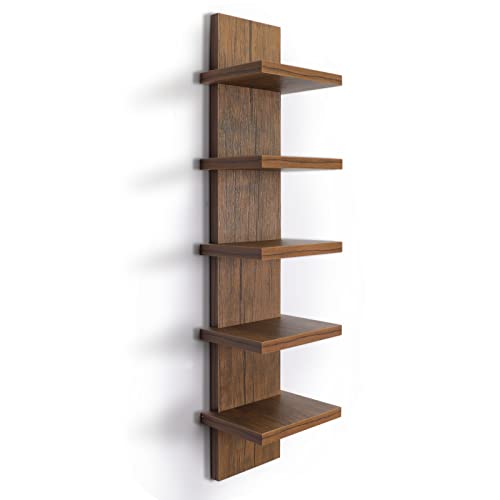 Homaterial 5 Tier Wall Shelf Unit, Decorative Wall Mount Vertical Shelving,Modern Column Floating Shelves for Bedrooms, Bathrooms 5.5" x 7.2" x 31"(Rustic Brown) - color: Brown, size: 5 Tier|31" Height